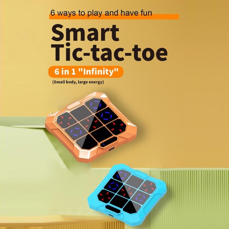 Tic Tacs Toe Game for Kids 6-in-1 Handheld Puzzle Toy Interactive Educational Toy Electronic Board Game Birthday Gift