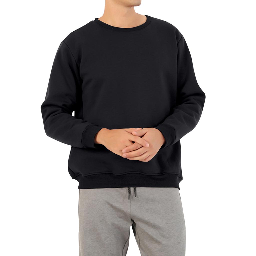 Men's Solid Color Plus Velvet Round Neck Sweatshirt Men's Sports Large Size Casual Round Neck Sweatshirt