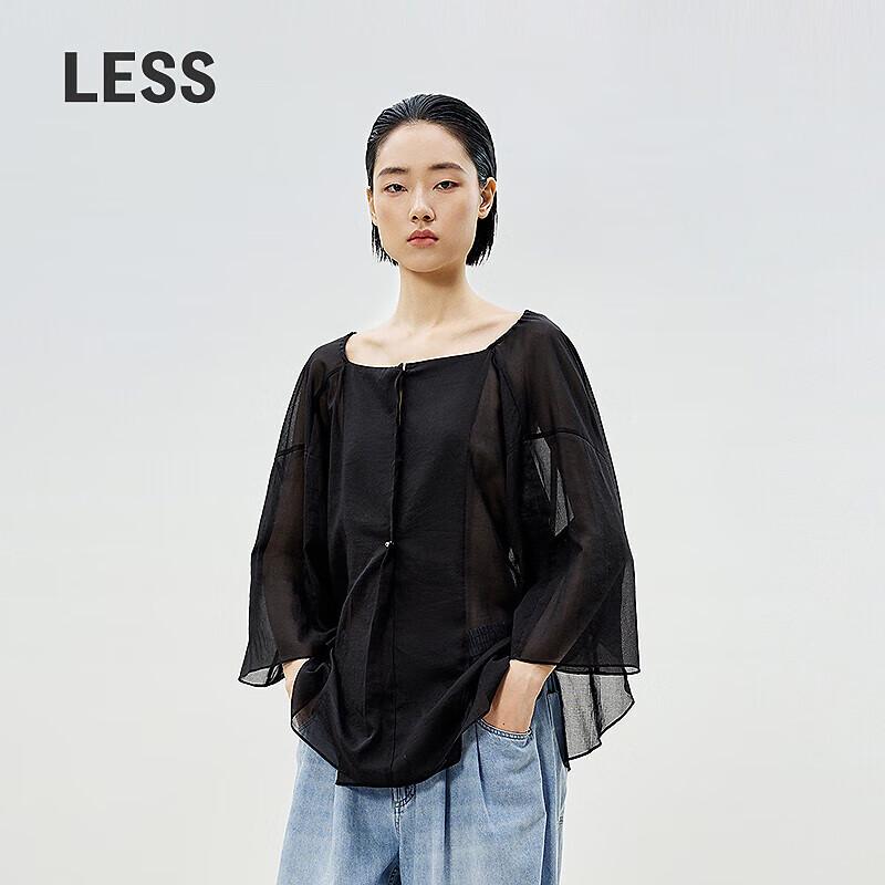 LESS 2025 Summer Loose Fit Cotton Round Neck T-Shirt M