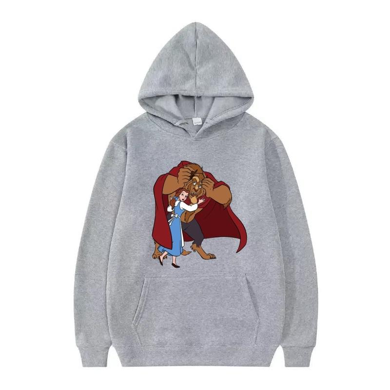 Disney Kráska a zvíře Princezna Vzor Dámské Volné Černé Podzimní Topy Oblečení Svetry Dámské Levné Y2k Mikiny Pánské Sportovní