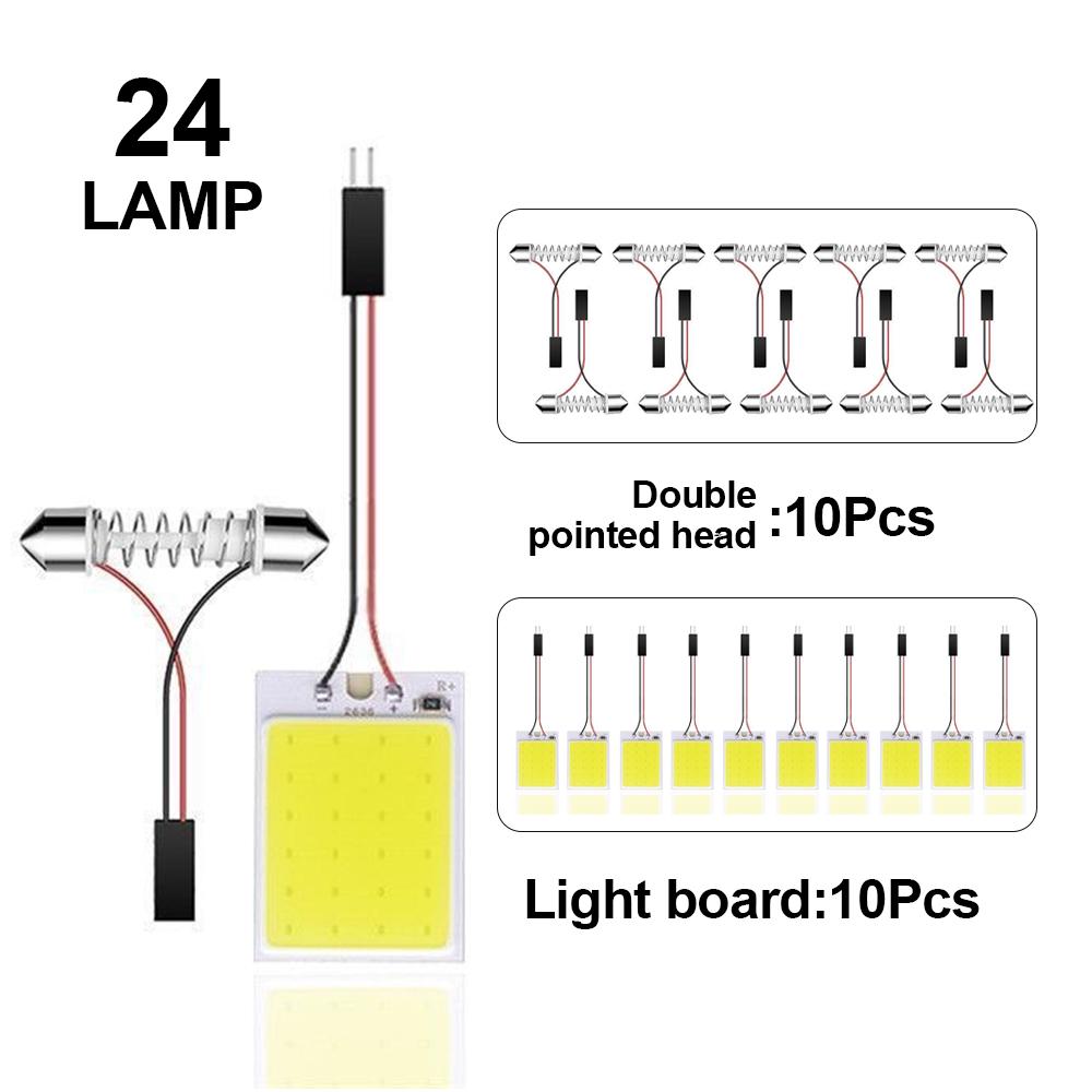 10PCS Car LED Lights Panel 18/24/36/48 SMD T10 BA9s 12V COB Lamp Bulb Car Dome Light Reading Lights Auto Interior Accessories