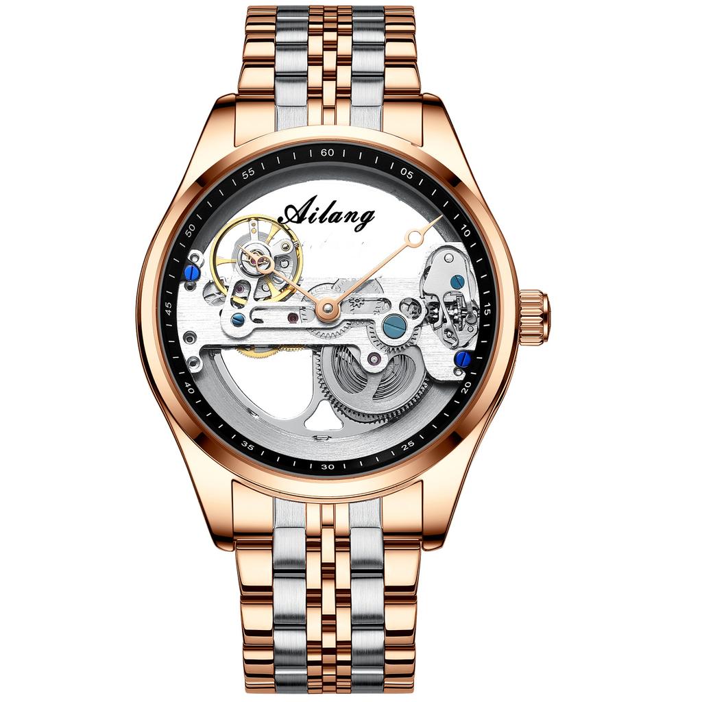 AILANG New Automatic Skeleton Mechanical Watch Men Korean Fashion Waterproof Men's Mechanical Watch