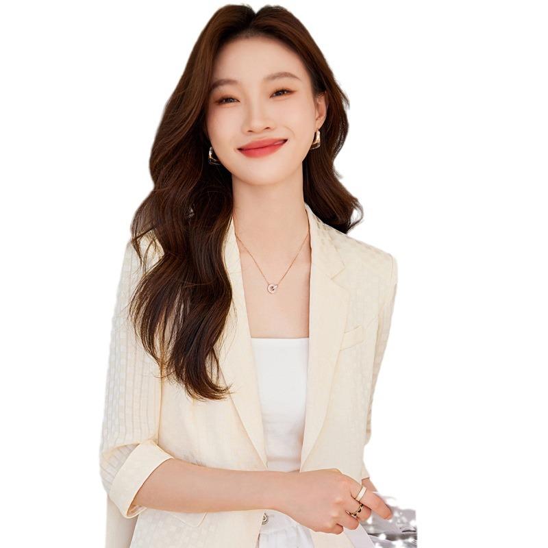New Women's Elegant Casual Black Mid-Sleeve Suit Jacket