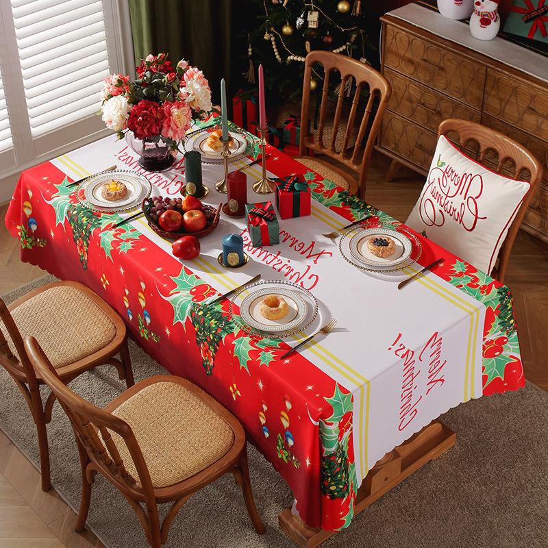 Tablecloth 1PCS Waterproof and Grease Proof Dining Table Upholstered with Polyester Fabric