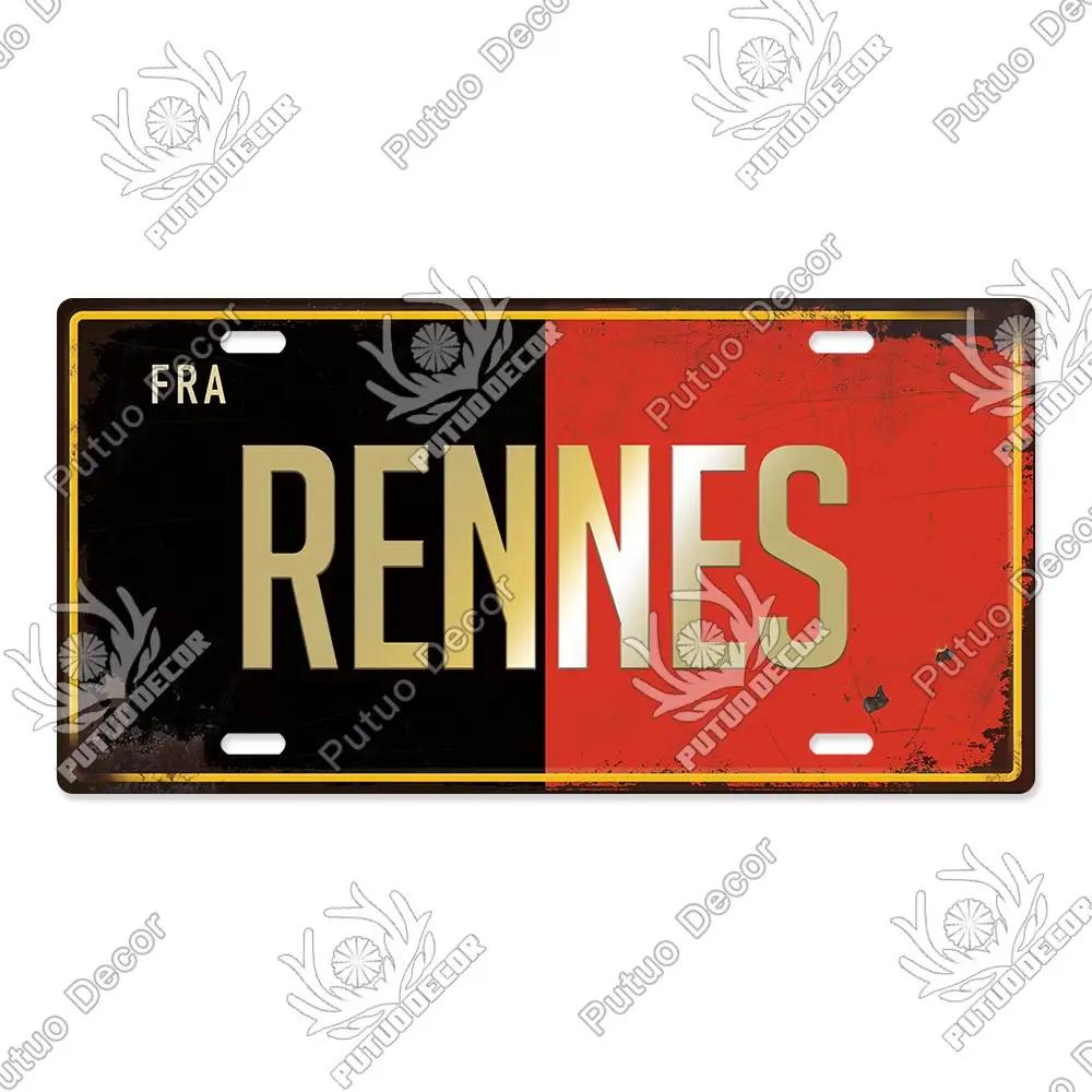 Putuo Decor French City Metal Sign Licenses Plate Plaque Metal Vintage Tin Sign Decor Bar Pub Man Cave Club Decoration