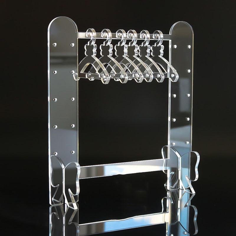 8Pcs Coat Hanger Clear Acrylic Jewelry Display Rack Earrings Hanging Stand Organizer Tabletop Ear Stud Jewelry Storage Holder