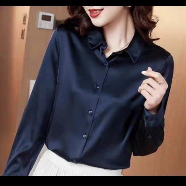 Luxury Long-sleeved Silk Blouse for Women Top for Layering or Dressing Up