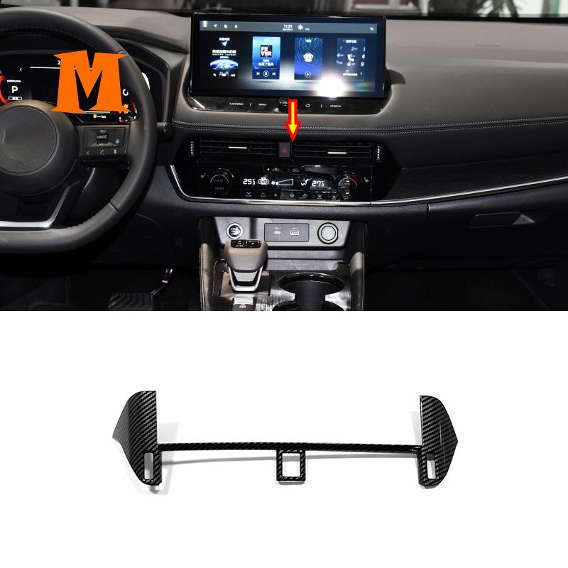 For Nissan X-Trail XTrail T33 Car Front Dashboard Air Conditioner Outlet AC Vent Decor Cover  2022 ABS Carbon