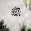 Sonne Mond Metall Wandkunst Schwarzer Sternenhimmel Dekoration für Wohnzimmer Schlafzimmer Arbeitszimmer Innen Außen Hausdekoration