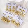 16 Pairs Punk Geometry CCB Earrings Set For Women Fashion Creative Pearl Water Drop Heart Thick Stud Earring Daily Party Jewelry