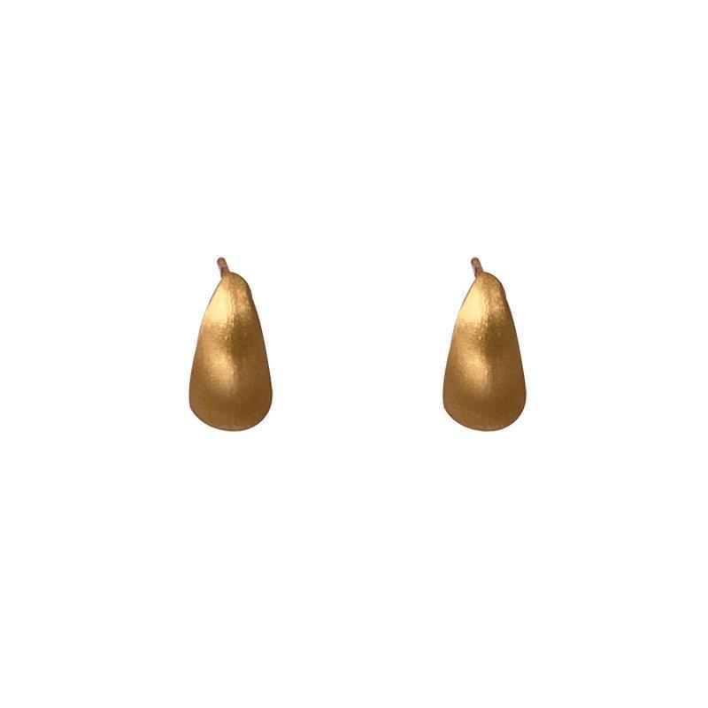 Gold Matte Brushed Earrings Female Models Light Luxury Senior Sense of Design Earring for Simple Commuting Ear Hole Ambience Back To School Accessory