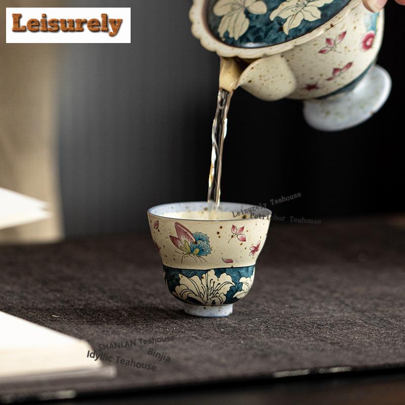 2pc/lot Caramel Glaze Butterfly Lily Gourd Teacup Creative Tea Bowl Jug Tea-tasting Fragrance Cup Jianzhan Master Cups Cafe 25ml