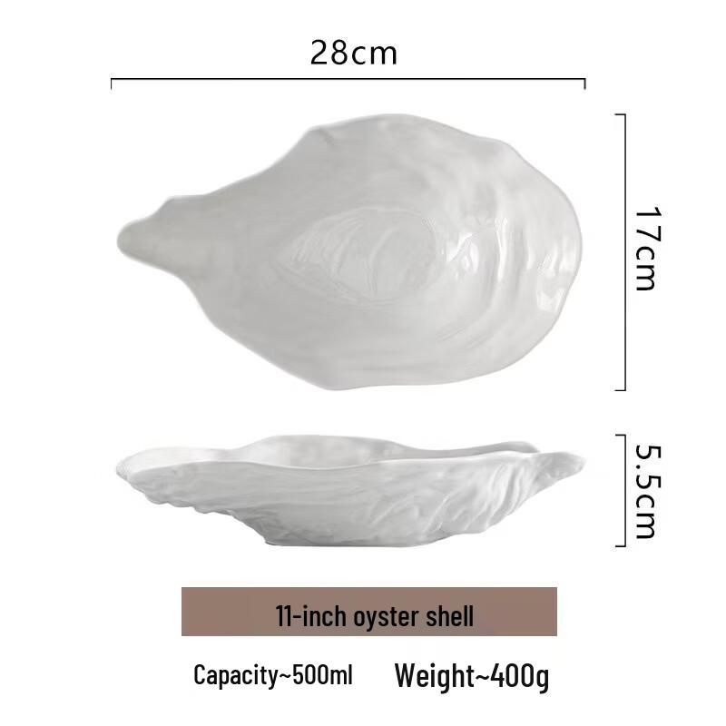 Minimalist Ceramic Shell Oyster Plate
