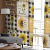 Sunflower Retro Rustic Sheer Curtain for Living Room Hall Wall Dress Up Home Window Supplies Pop Print Tulle Curtains
