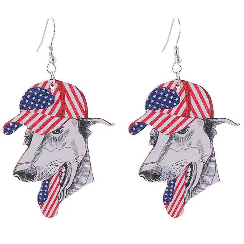 

Women s Creative Fun Wooden Dangle Earrings, Cartoon Dog Cow Chicken Pattern, Unique Casual Daily Wear Jewelry сірий колір