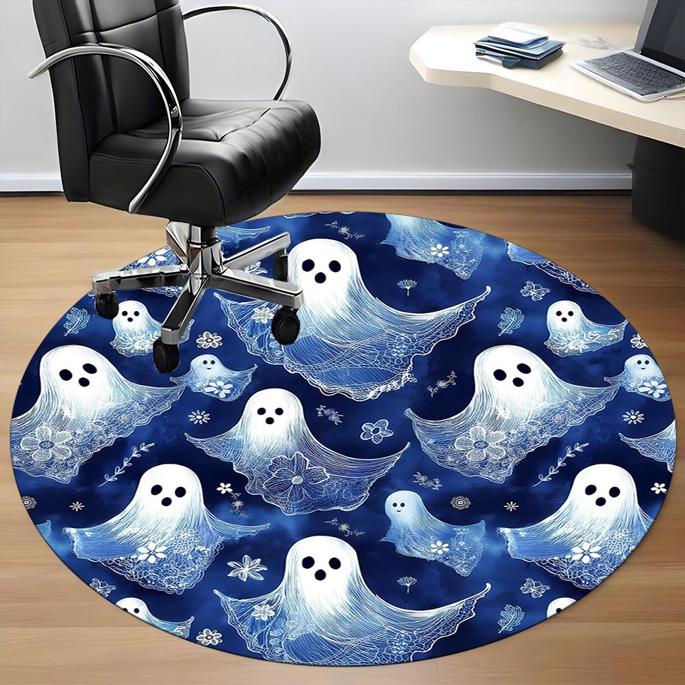 1pc Ghost Floral Office Round Area Rug, Indoor Mat Suitable ForOffice, Under Office Chairs Bedroom Living Room Home Decor, Room Decot102