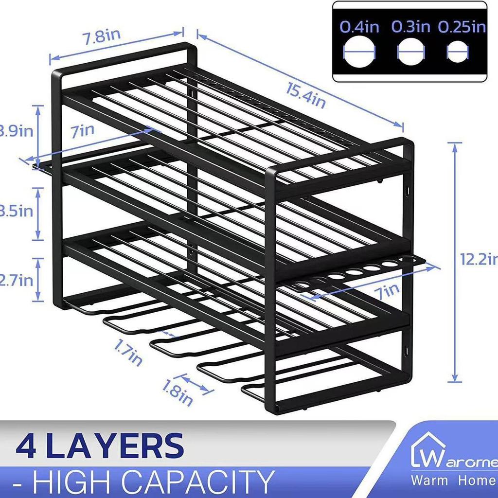 4-Tier Wall-Mounted Electric Tool Storage Rack