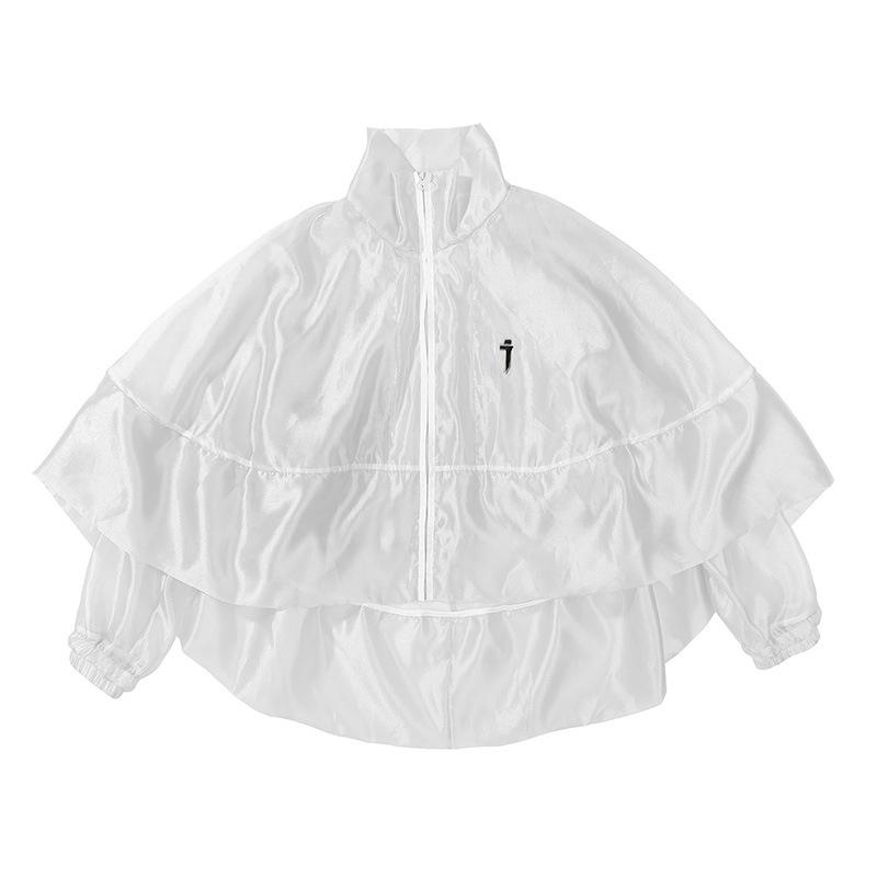 

Новый плащ из жемчужной пряжи Jiye Heavy Industry для мужчин, свободный и повседневный солнцезащитный топ в стиле хип-хоп с воротником-стойкой XL белый