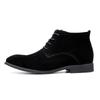 High Top Fashion Leather Boots Men Cow Suede Casual Ankle Short Boots Pointed Toe British Style Winter Super Warm