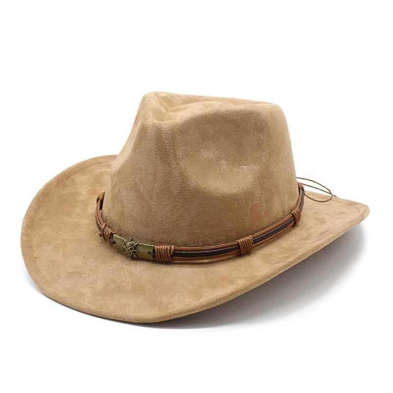 Western Cowboy Hat For Men Women Vintage Wool Felt Large Brim Warm Fedora