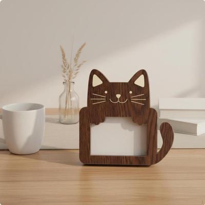 Animal Shaped Picture Frame Wooden Desktop Photo Wood Texture Cute Bear Holder for