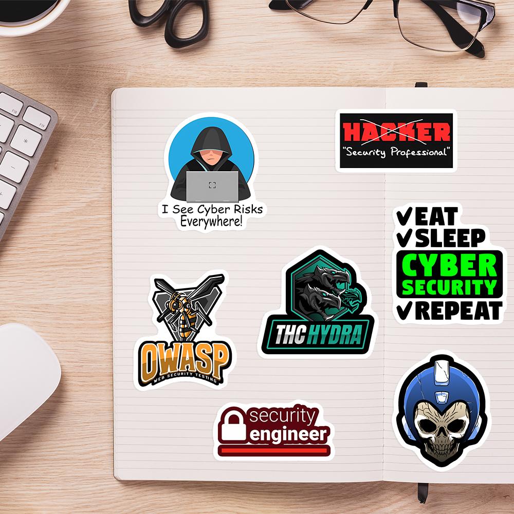 Cybersecurity Hackers Network Security Engineers Stickers Cracker Firewall Anonymous Waterproof Decal For Laptop Phone Bottles
