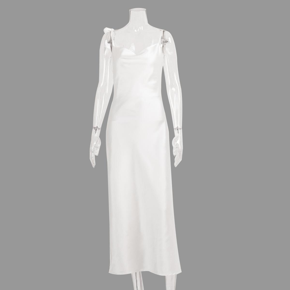 Платье-сарафан на бретельках с качающейся шеей, европейское и американское, летнее, новое, горячее, с высоким разрезом, без спинки, на бретельках, юбка-сарафан S