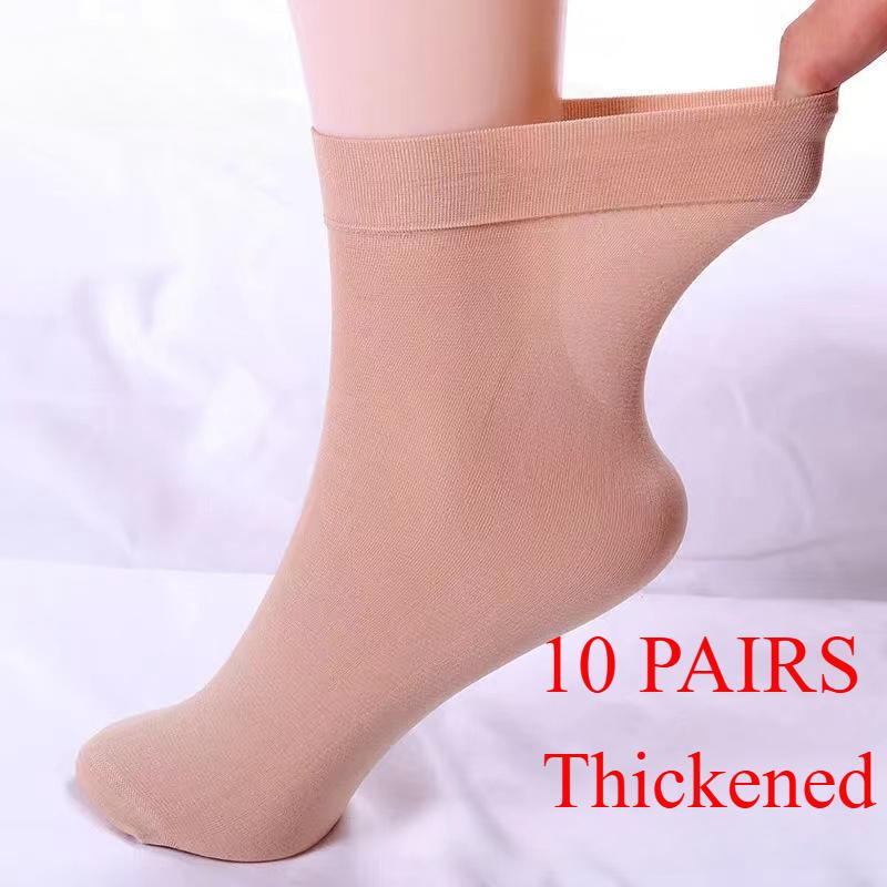 10Pairs Socks Sexy Elastic Silky Transparent Thin Short Stockings Ladies Casual Ankle Socks Solid Color