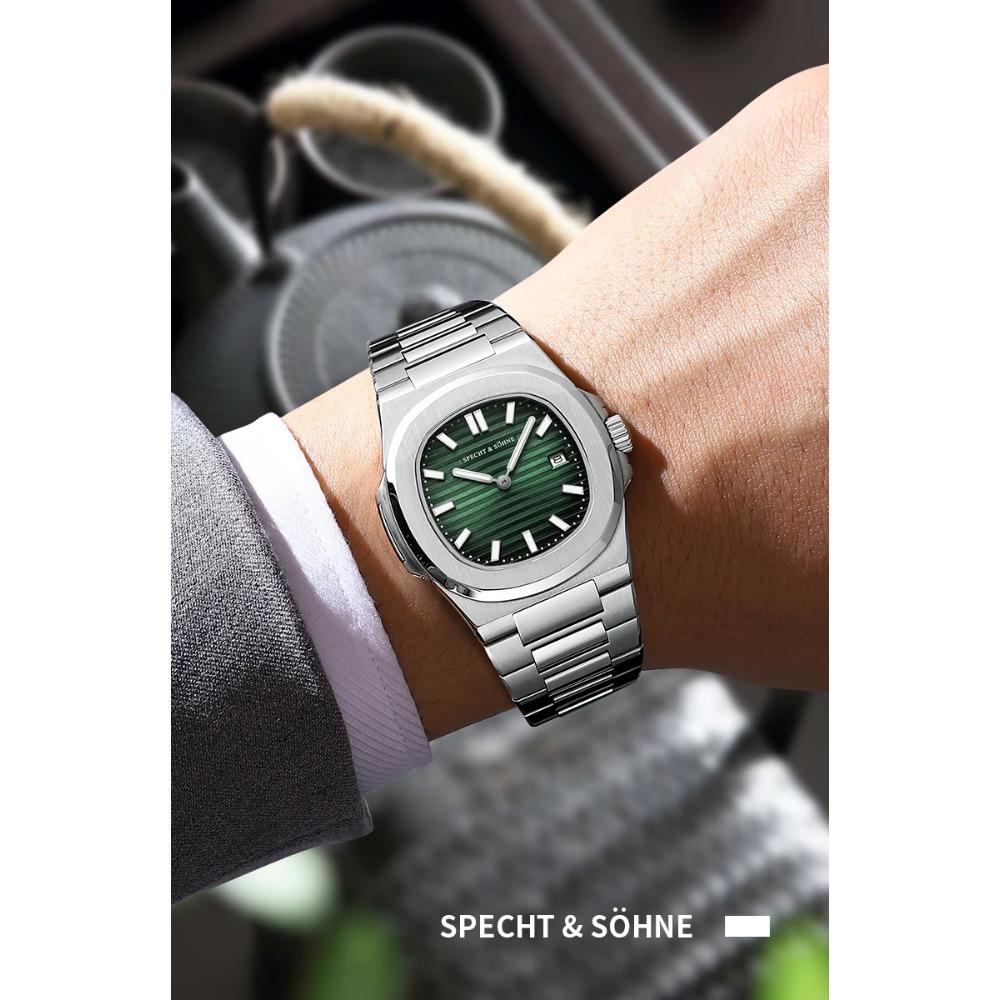 Specht & Söhne New Fashion Ultrathin Mens Watch 39MM Quartz Wristwatch Stainless Steel Waterproof Calendar 5711 Watches For Men