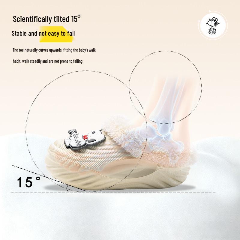 Snoopy EVA Kinder Winter Samt Warm Rutschfest Abnehmbar Cartoon Hausschuhe - Eltern-Kind Passend Baumwolle