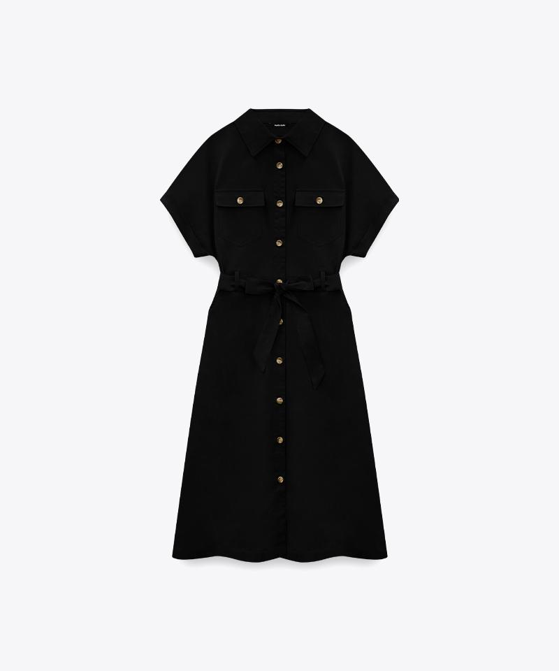 Marie Claire Linen Collared Belted Dress (Mafbop21Mbk)