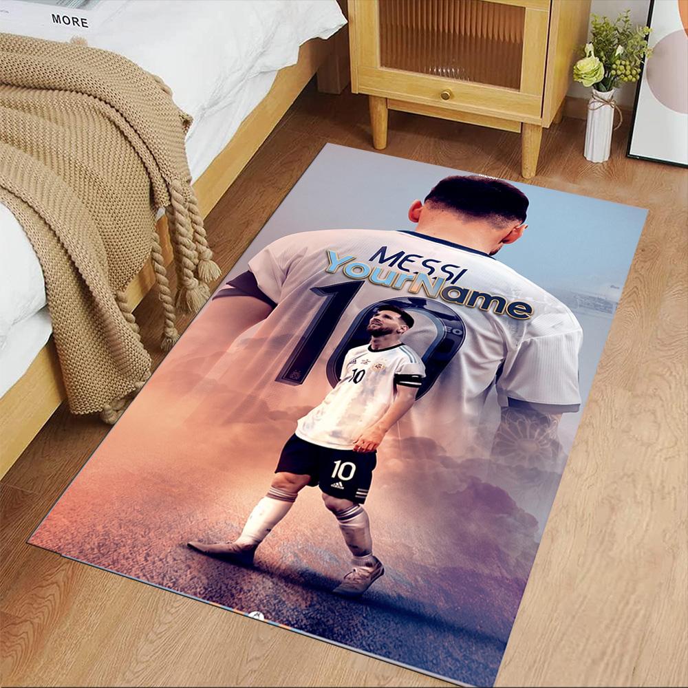 Messi Personalized Name Floor Mat Perfect for Dormitory Dining Room Balcony Foyer Antislip Carpet Anime Office Decor Perfect Gift for Friends & Family