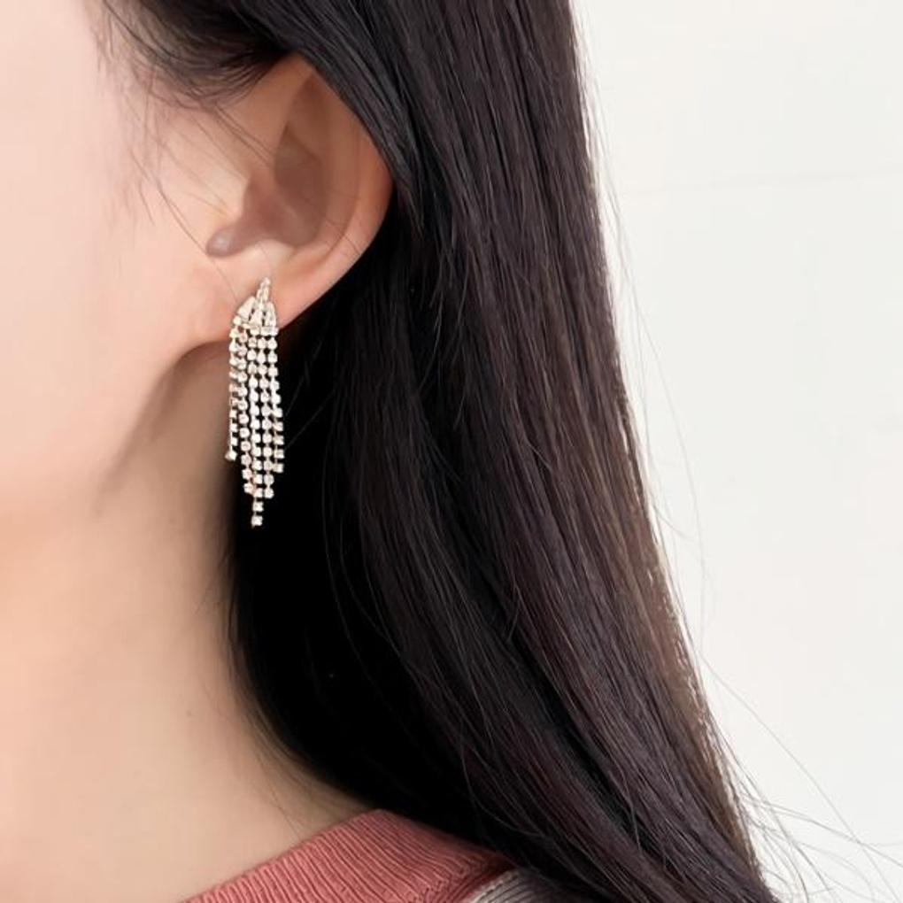 Women's Sharp Cubic Drop Earrings (Silver Needle)