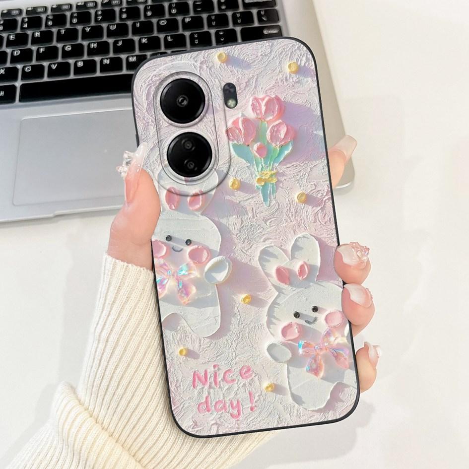 For Xiaomi Redmi 13C Case Cover Popular Flower Bowknot Soft TPU Silicone Shockproof Bumper For Xiaomi Poco C65 Redmi13C 4G Funda