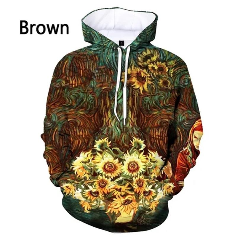 3D Printed Van Gogh Art Oil Painting Graphic Hoodie For Men Women Casual Loose Oversized Pullover Sweatshirt Mens Felpa Uomo