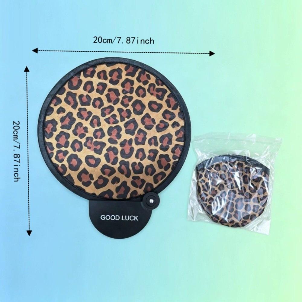 Ventaglio a mano pieghevole tascabile Modello Calcio Stampa Leopardo Ventaglio Novità Rotondo Esterno