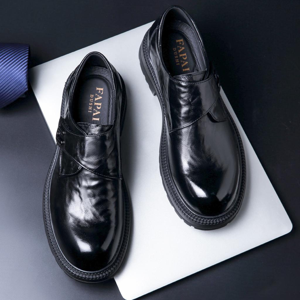 2025 Autumn Leather Shoes Men's First Layer Cowhide One-pedal Loafers Dress Commuting Business Casual Leather Shoes Trend