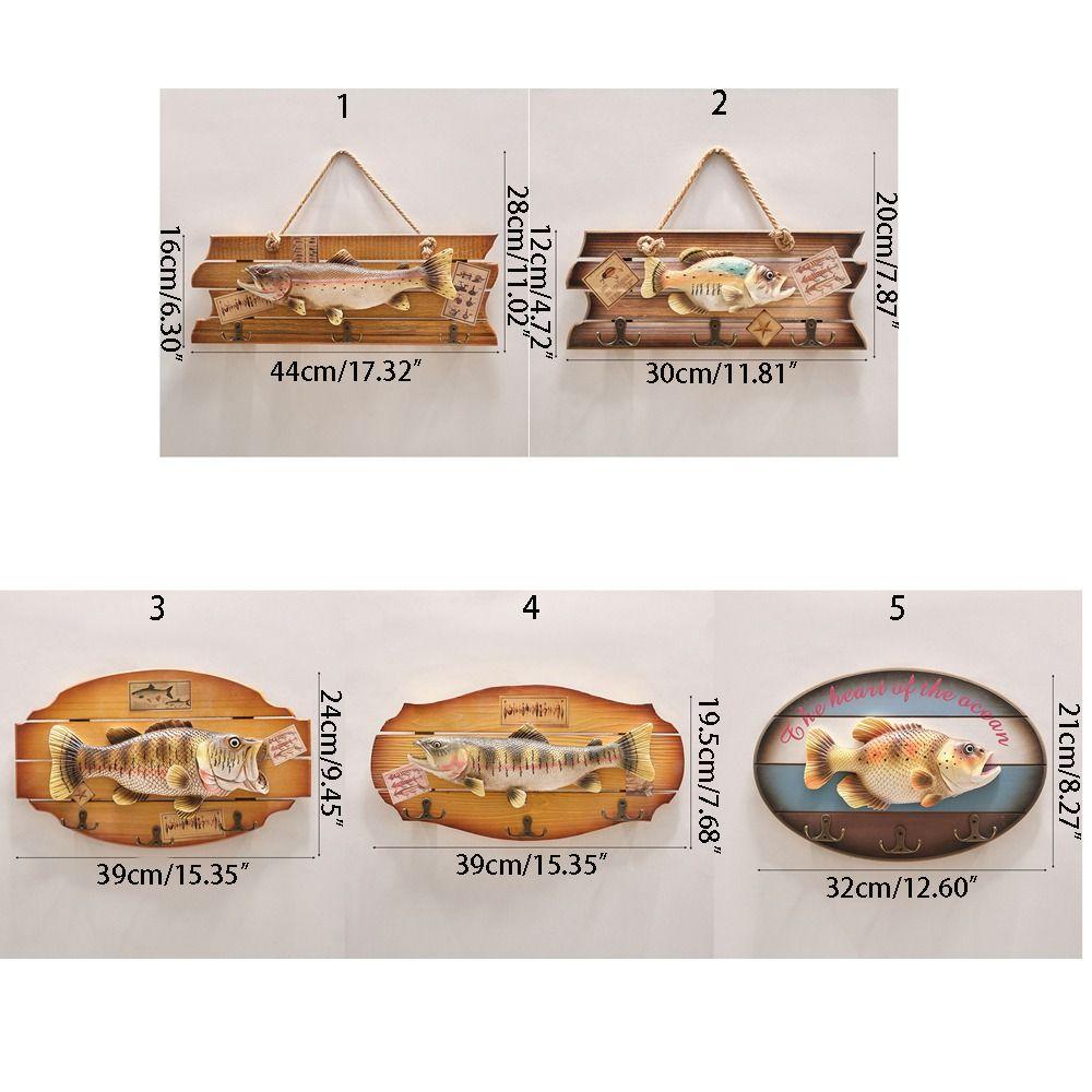 Handmade Wood Fish Wall Hanging Ornaments Realistic Fish Decor Hook  Living Room