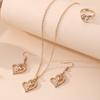 Leichter Luxus Herz Rose Schmuckset Diamantbesetzte Halskette Ohrringe Ring Dreiteiliges Set Für Europäische Amerikanische Frauen Täglich Party Hochzeit Dating