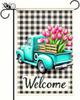 Spring Garden Ags 12x18 Double Sided Vintage Turquoise Truck with Tulips Backdrop Front Porch Decor Spring Decorations For EEZ