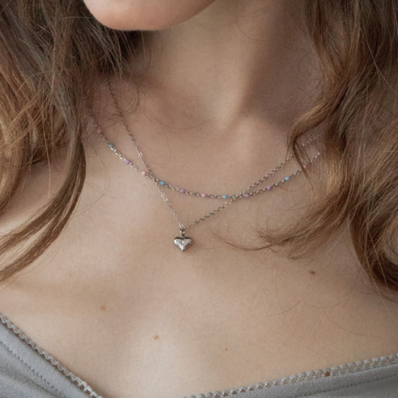 

MERRYMOTIVE Pastel cream ball layered surgical chain necklace Free