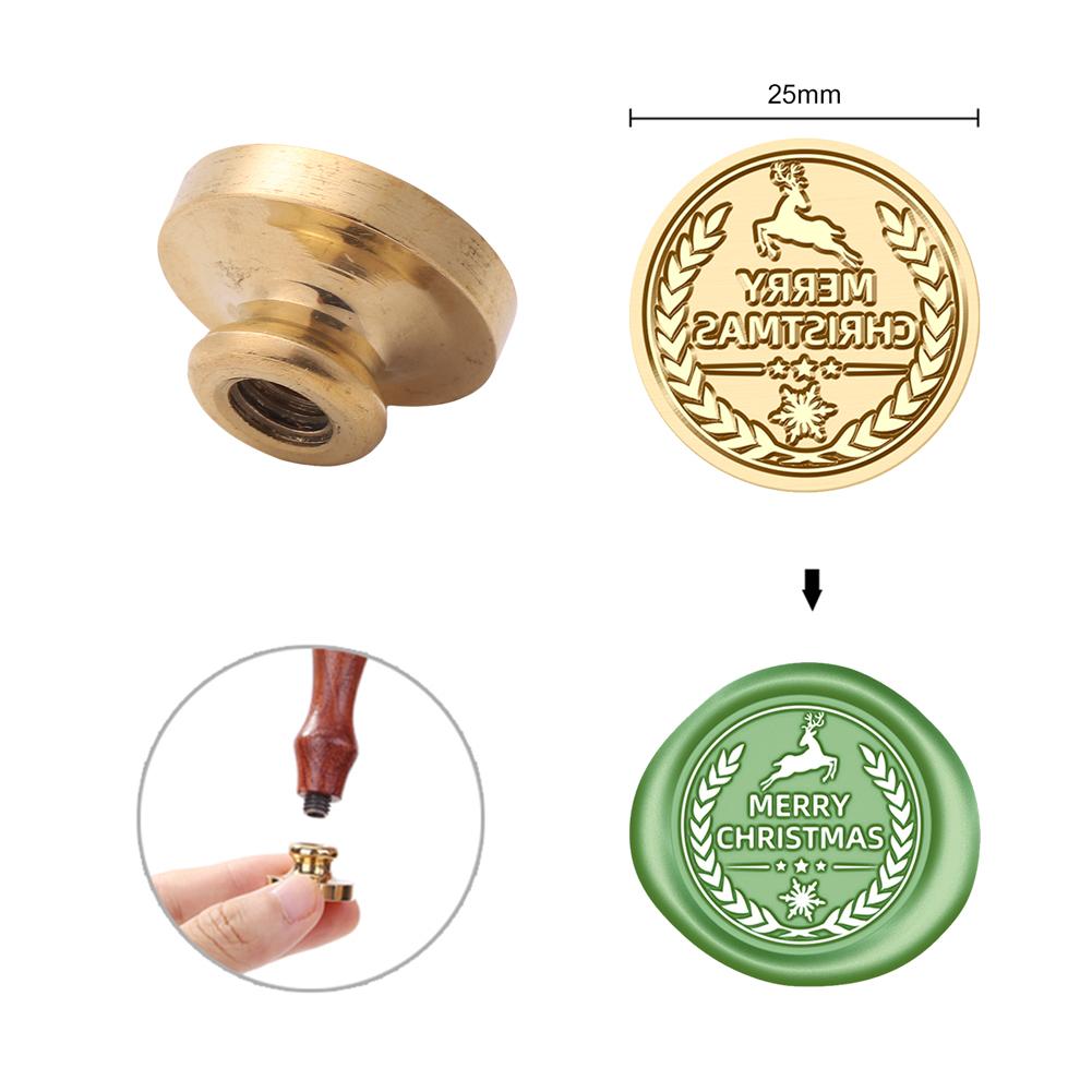 Wachssiegel Stempel Weihnachtsmuster Wachssiegelstempel Weihnachten Retro Vintage Siegelstempel Holzgriff für DIY Umschlag Papier Karte Scrapbooking