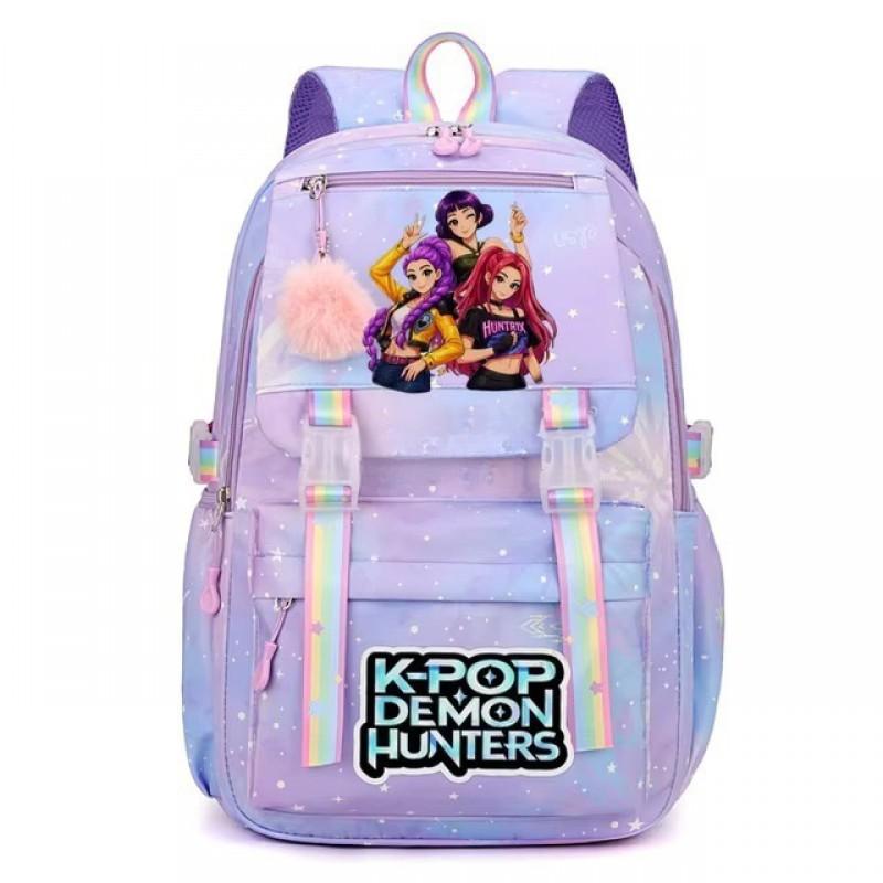 תרמיל בית ספר מצויר בהשראת K-Pop לבנות, תלמידי יסודי, קיבולת גדולה, קל משקל, תיק ניילון עם רצועות כרית אוויר