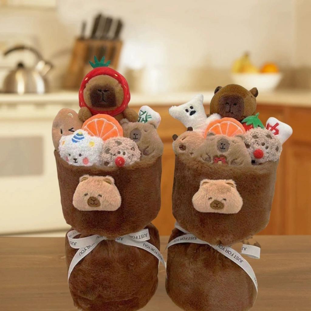 Capybara Stuffed Animal, Capybara Plush Flowers Bouquet, Plush Flower and Kawaii Plushies, Cute Plush Toys, Emotional Support Plush, Girlfriend Gifts
