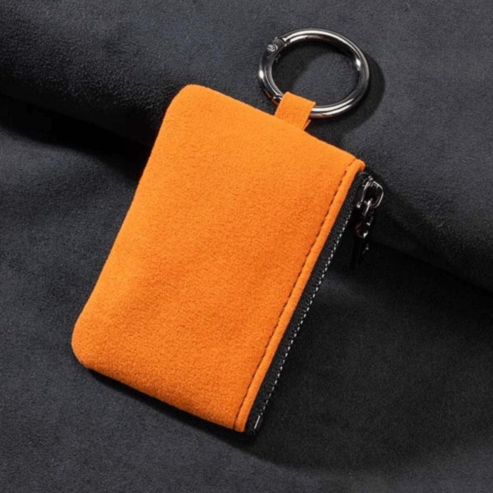 Large-Capacity Zipper Key Pouch Bag Key Cover Suede Leather Key Case for Automotive Keys