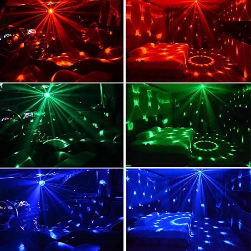 RGB Sound Activated LED Disco Ball Light with Remote Control Rotating DJ Stage Lamp for Home Car Party Club Christmas Decoration
