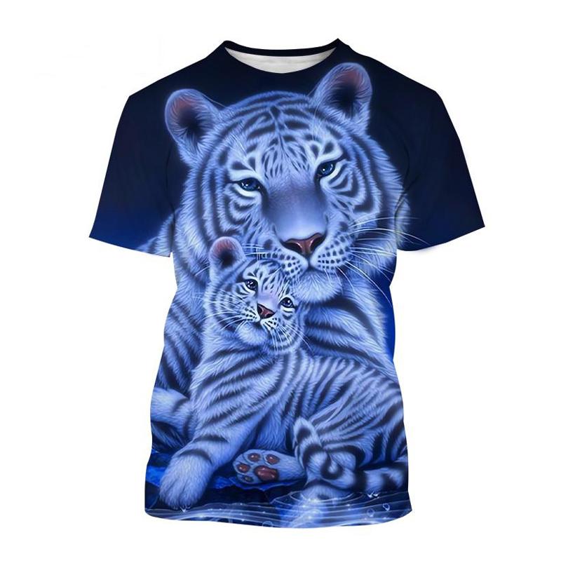 

Літні модні круті футболки з зображенням тварин і тигрів для чоловіків, індивідуальний тренд, повсякденний вуличний стиль, круглий виріз і короткий рукав із принтом XS