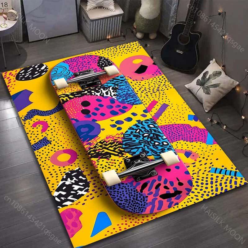 1PC Drawing Ideas Skateboard Print Carpet for Living Room Bedroom Sofa Doormat Decor Sofa Table Area Rug Non-slip Floor Mat