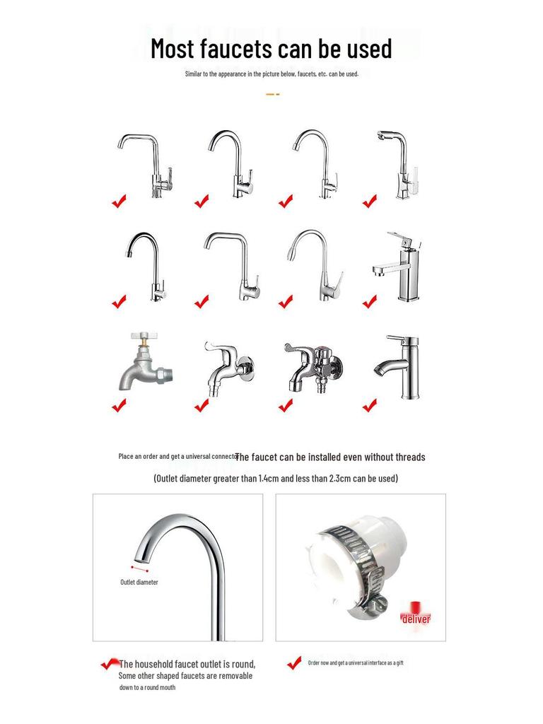 Splash-Proof Copper Kitchen Faucet Extension Nozzle with Pressurized Shower Head Aerator