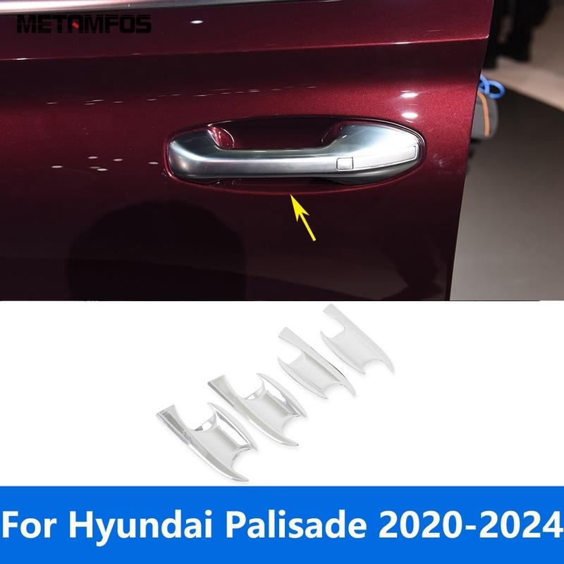 

For Hyundai Palisade 2024 Chrome Side Door Handle Bowl Cover Trim Protection Cap Accessories Car Styling